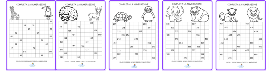 NUMERAZIONI DA 1 A 500