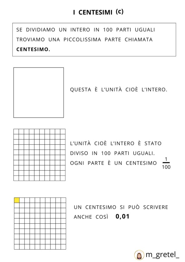 I NUMERI DECIMALI: I CENTESIMI