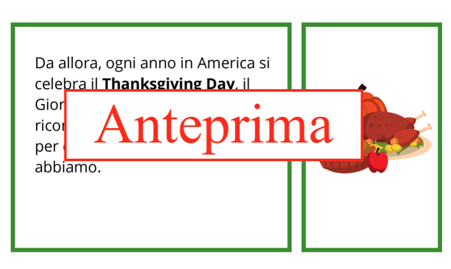 Thanksgiving day; un percorso in 5 carte per viaggiare nella storia e nella gratitudine; classi I/V