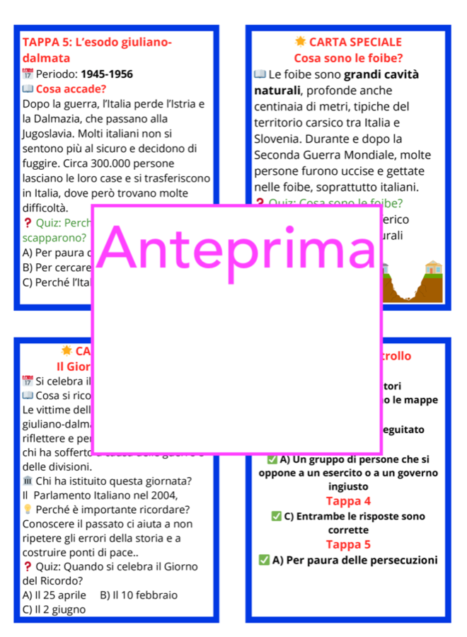 Voci dal passato: un viaggio alla scoperta delle foibe; un percorso di scoperta tra carte e pagine di diario; classi 4-5