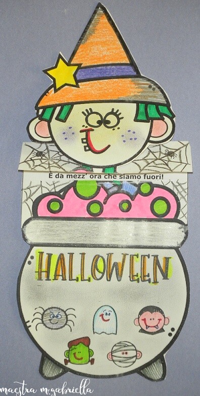Halloween: streghetta con calderone pop up