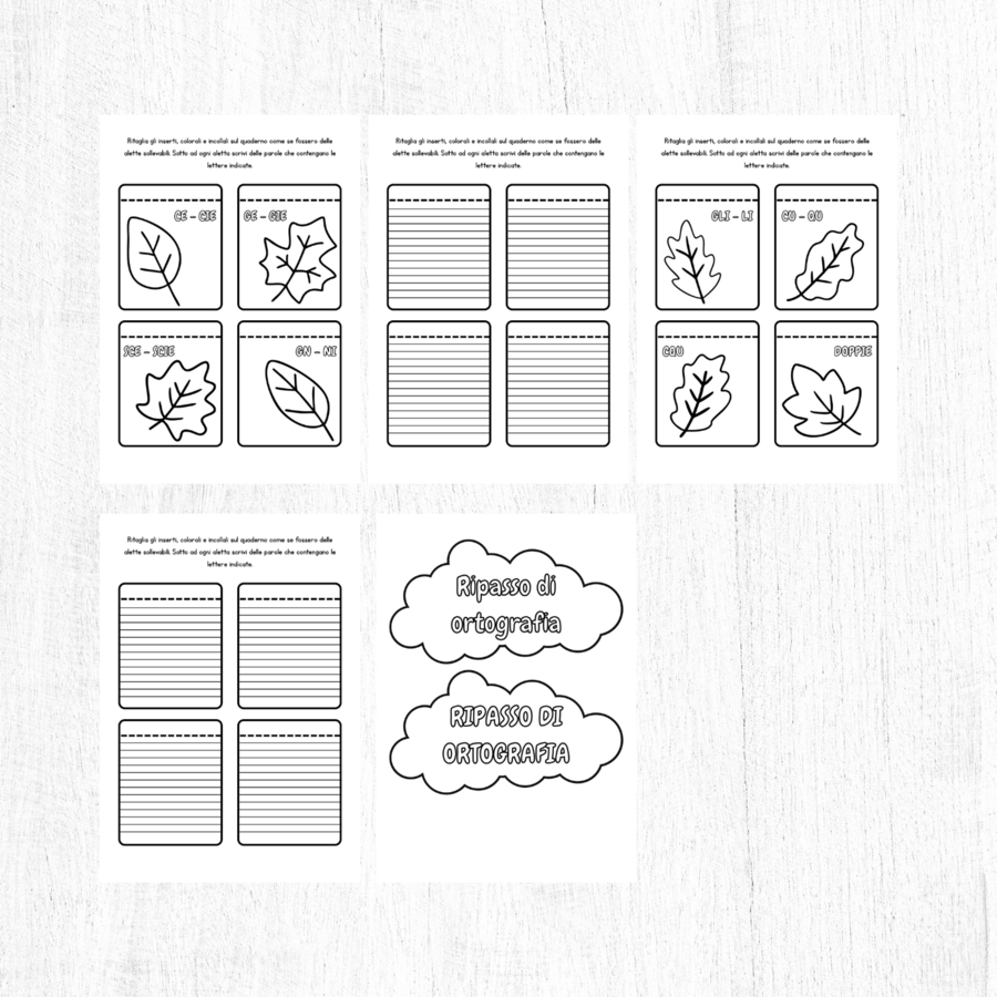 Inserti di ortografia per il quaderno