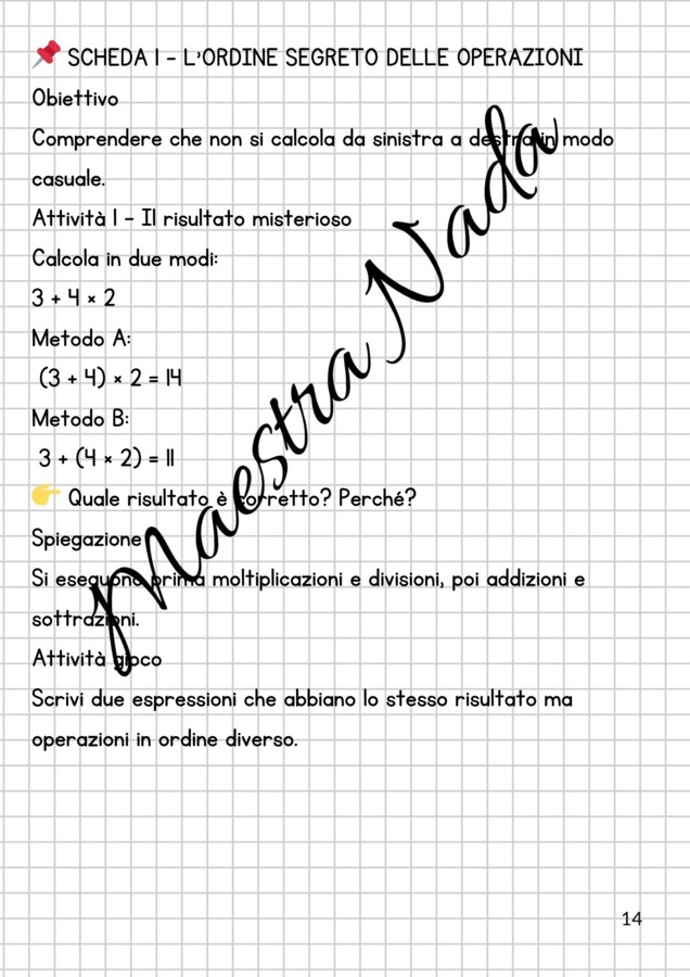 ESPRESSIONI ARITMETICHE : attività classe quinta scuola primaria