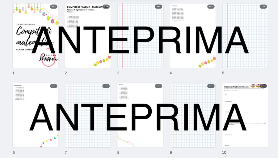 Compiti matematica vacanza di Pasqua/classe quarta