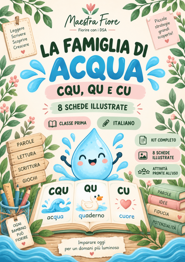 La famiglia di ACQUA – CQU, QU e CU | Schede illustrate