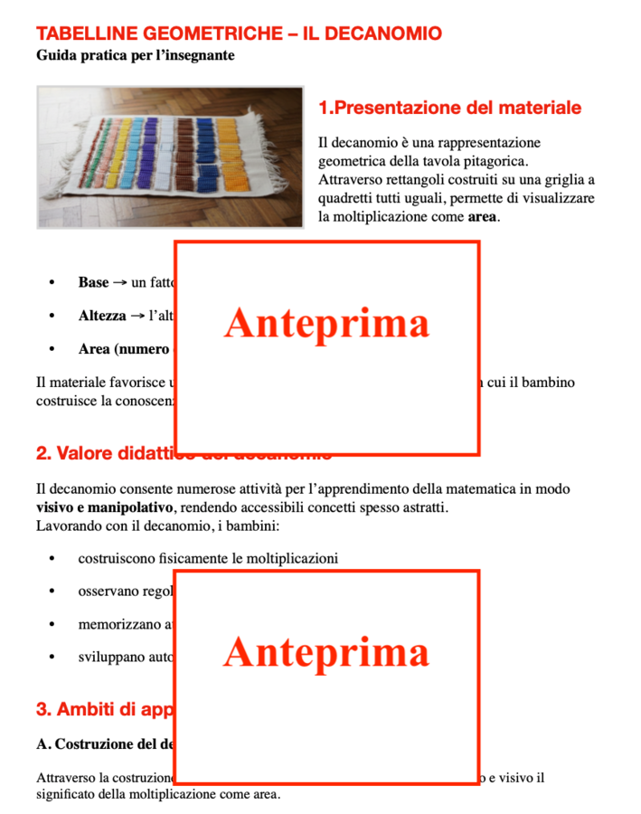 Decanomio: Tabelline geometriche visive e manipolative con griglie stampabili, carte attività e guida insegnanti