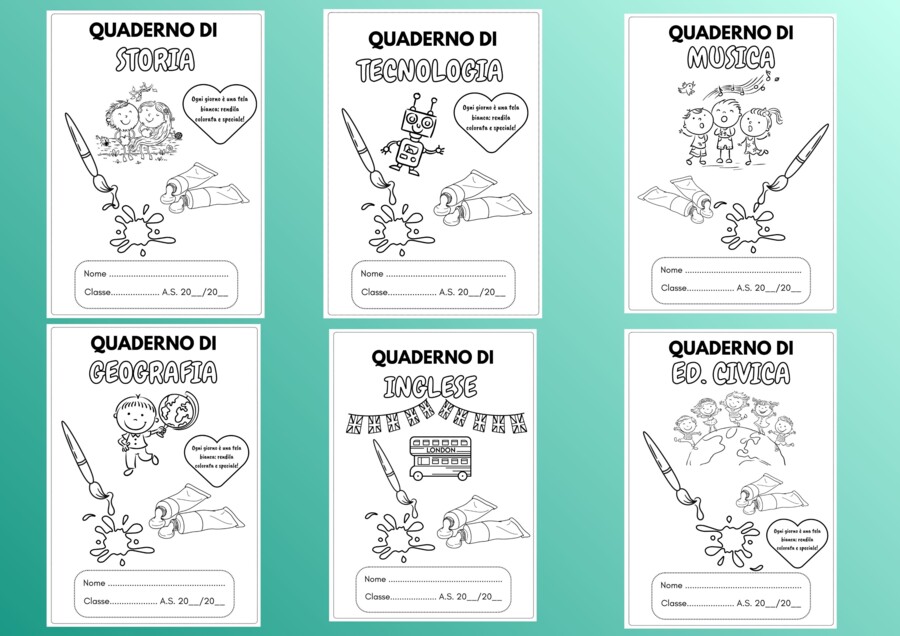 Copertine quaderni - etichette segnaposto - segnalibro
