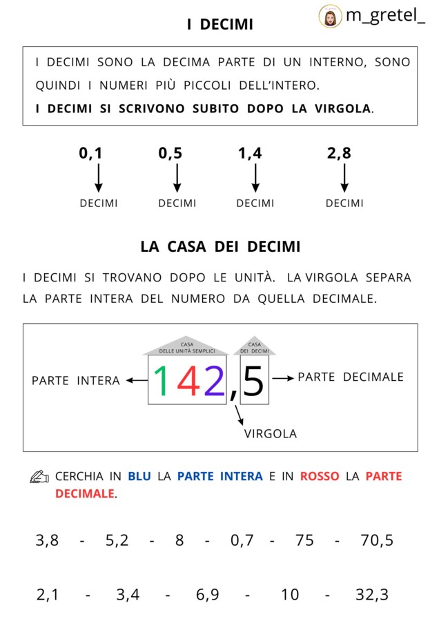 I NUMERI DECIMALI: I DECIMI