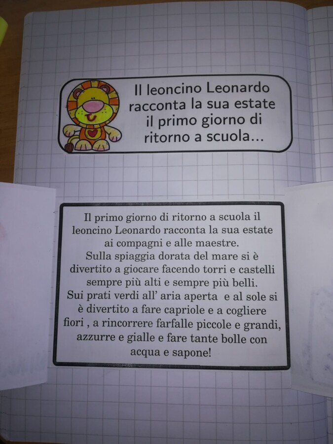 Leoncino Leonardo racconta la sua estate al rientro a scuola