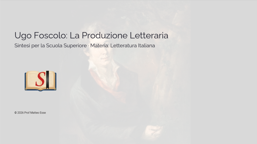 Ugo Foscolo: La Produzione Letteraria – Percorso Completo (26 Slide + Verifica e Soluzioni)