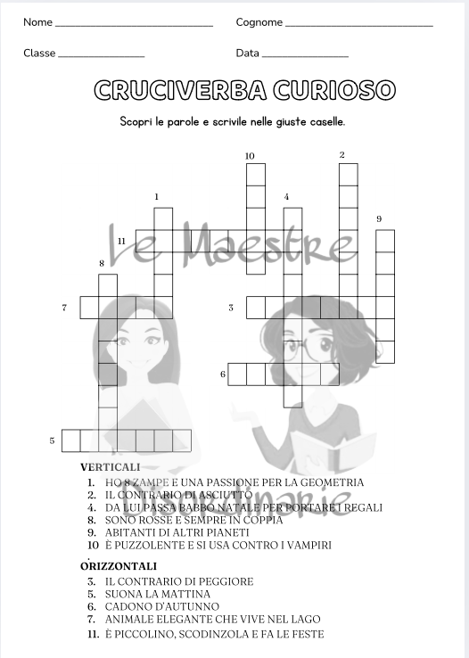 Schede didattiche con GN - NI - GL - LI