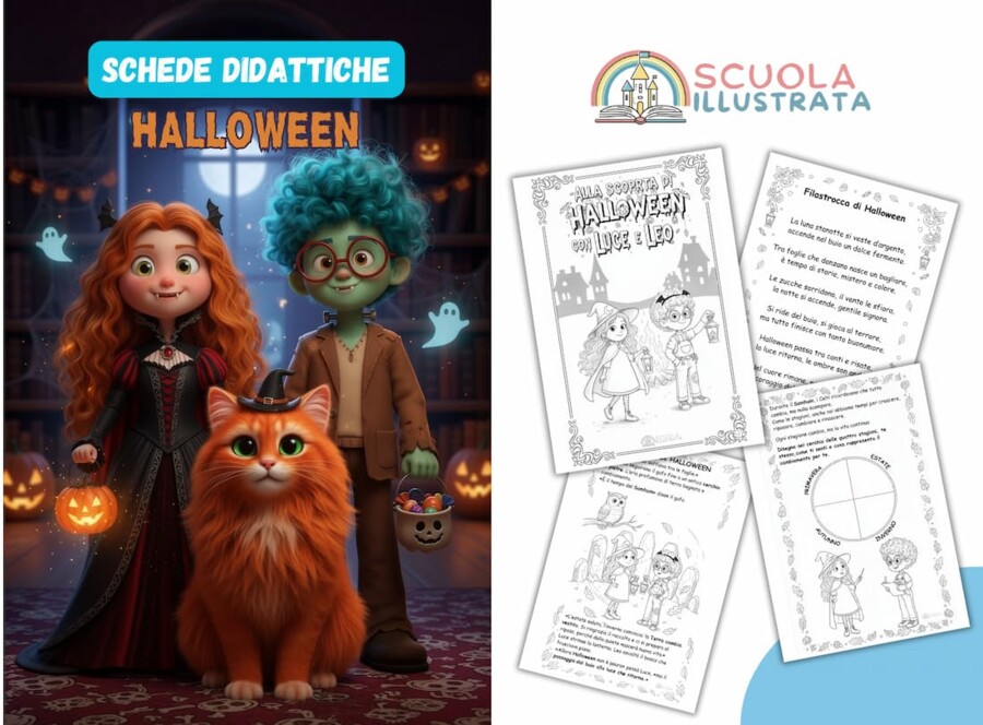 🎃 Schede Didattiche di Halloween – Versione GRATUITA (4 schede) 👻