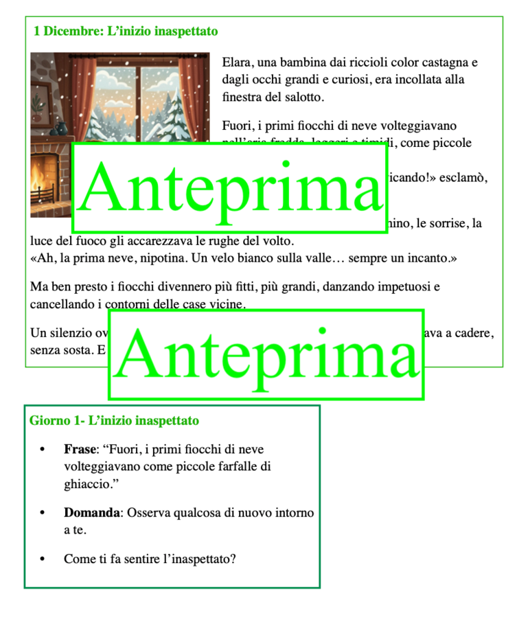 Quando la neve unì il villaggio-Calendario didattico dell’Avvento-narrazione, educazione emotiva e attività linguistiche
