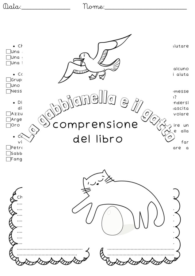 Comprensione del testo – La Gabbianella e il Gatto