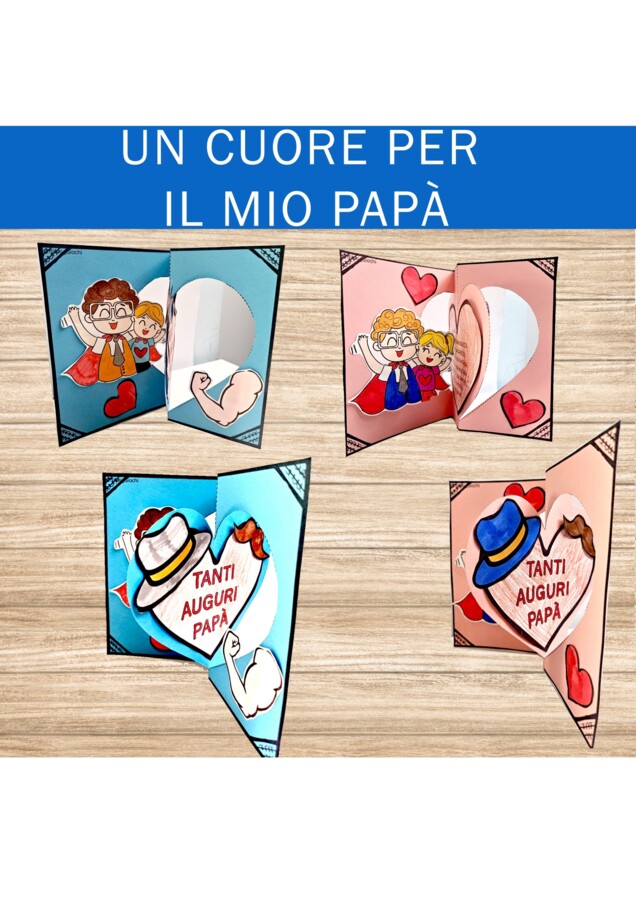 💙 Biglietto Pop‑Up a Cuore – Festa del Papà