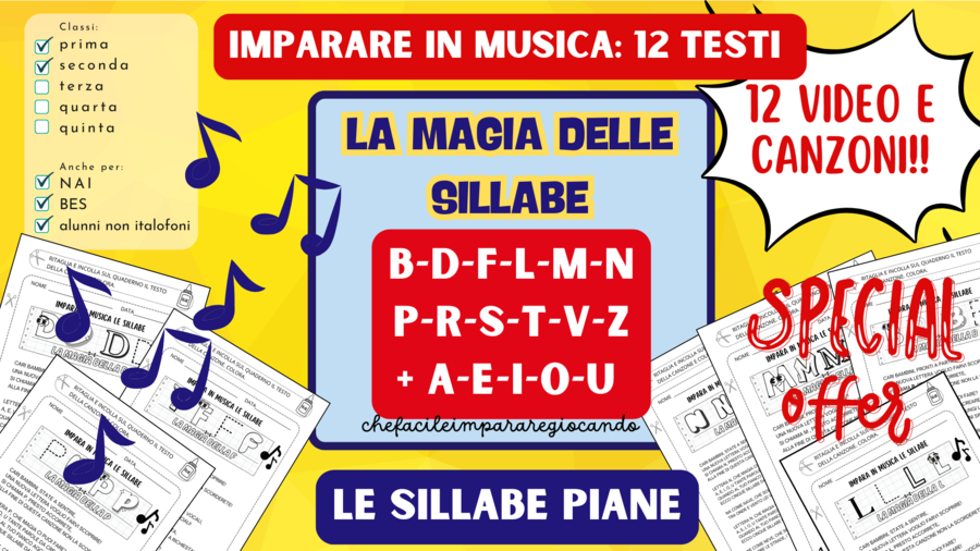 LE SILLABE - 12 CANZONI - TESTI - VIDEO - LA MAGIA DELLE SILLABE - ITALIANO E MUSICA