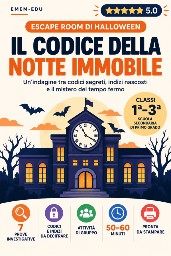Escape Room di Halloween – Il codice della notte immobile | 7 enigmi per la scuola media | PDF