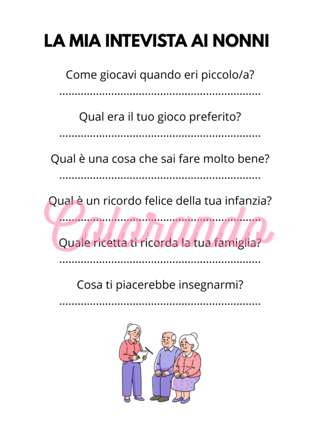 FESTA DEI NONNI Attività, Intervista, Storia, Biglietti e Disegni da Colorare