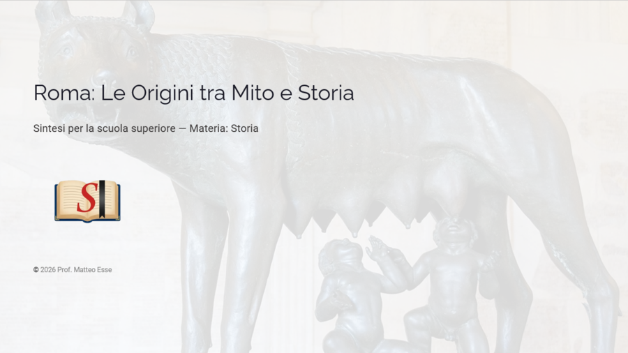 Roma Arcaica: Tra Mito e Storia – Lezione Completa (17 Slide + Test e Soluzioni)