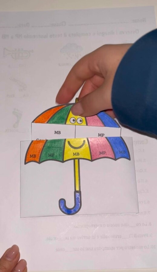 ☂️ Ombrello MP MB – Attività ortografia con scheda operativa