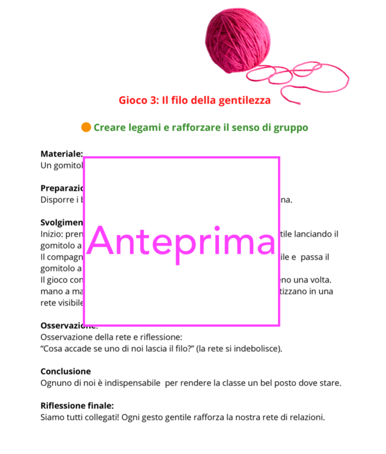 Giocare alla gentilezza;percorso ludico per prevenire il bullismo e promuovere il benessere in classe-classe 1-5