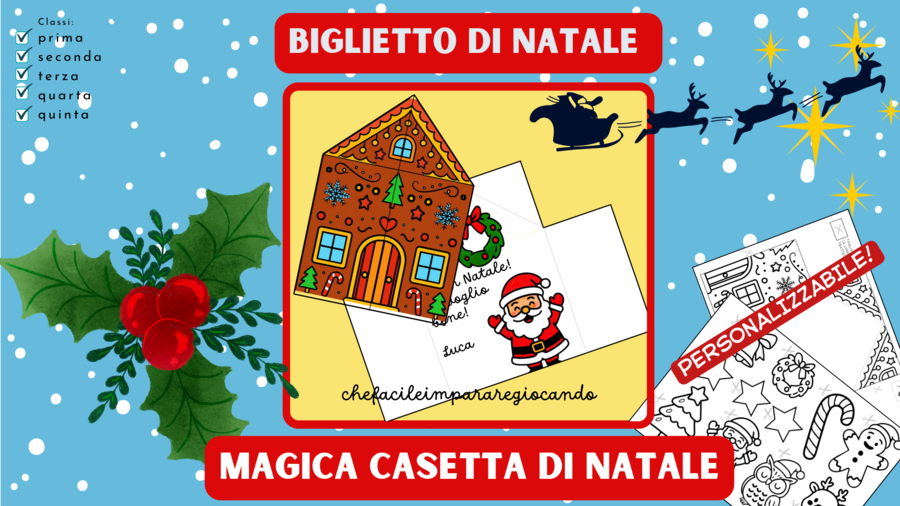 BIGLIETTO DI NATALE CASETTA DI PAN DI ZENZERO – ATTIVITÀ DIDATTICA NATALIZIA