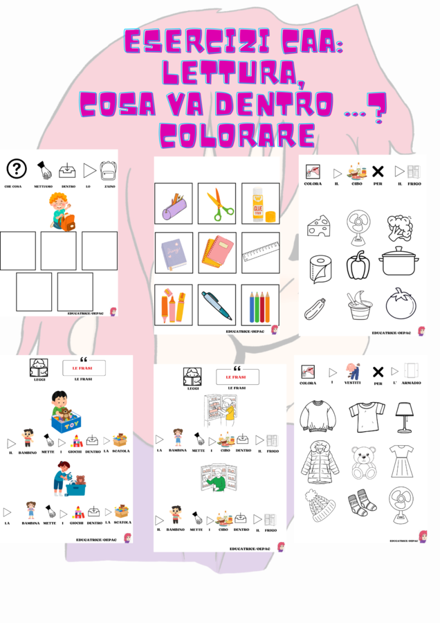 ESERCIZI CAA: LETTURA, COSA VA DENTRO ...? COLORARE