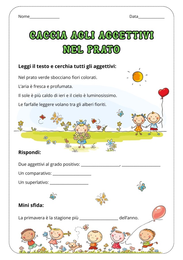 Il Grande Pacchetto degli Aggettivi: 8 Schede Didattiche a Colori.