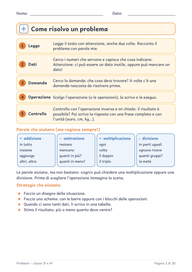Problemi classe terza e quarta: 4 operazioni, euro e misure