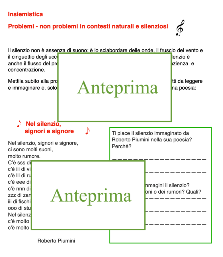 Problemi-non problemi; primo approccio all'insiemistica