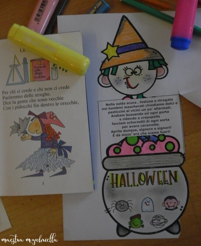 Halloween: streghetta con calderone pop up