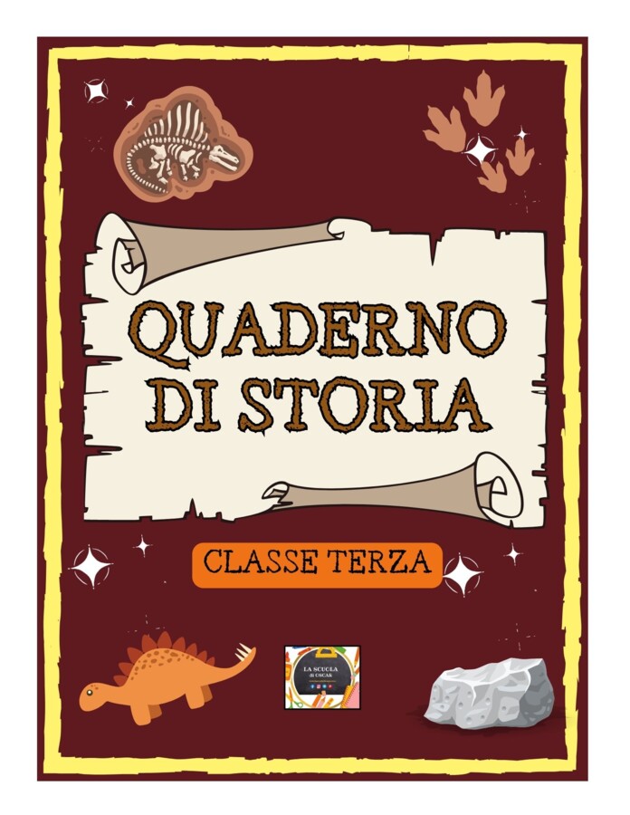 QUADERNO DI STORIA per la classe 3^ con kit di schede sui dinosauri, linea del tempo e ominidi