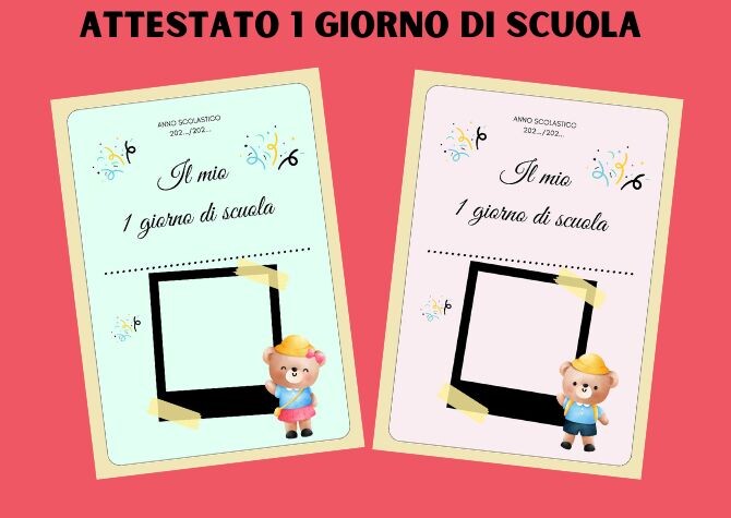 Attestato 1 giorno di scuola