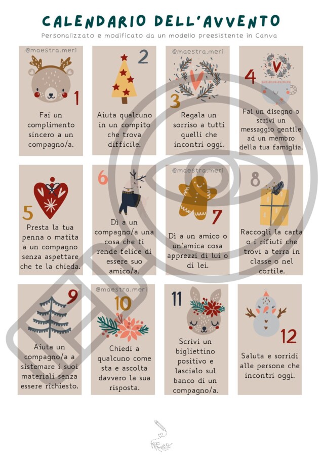 24 Sfide gentili per calendario dell'Avvento