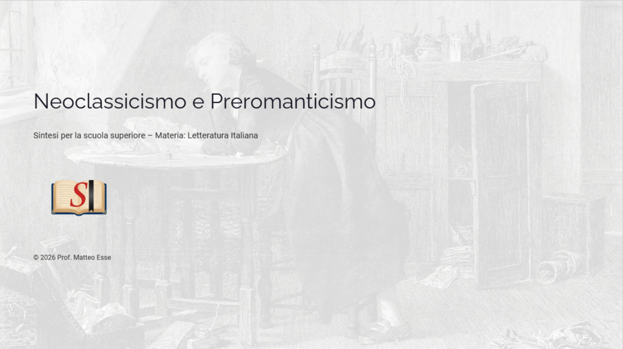 Neoclassicismo e Preromanticismo: Sintesi, Mappe e Test di Verifica