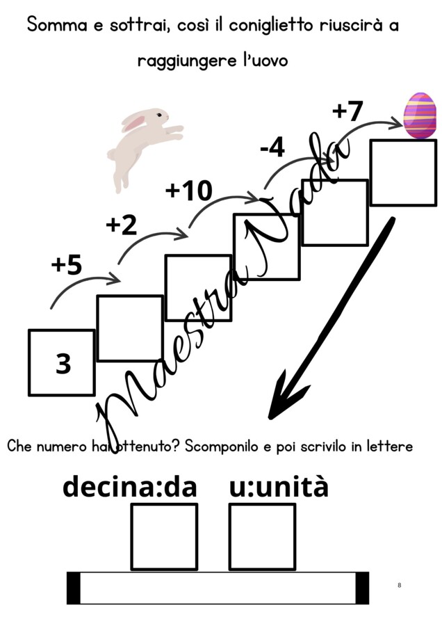 Matematica di Pasqua – Classe Seconda Attività su Addizioni, Divisione e Decine (anche CAA)
