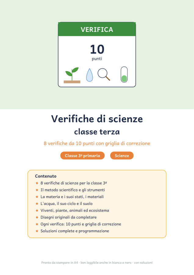 Verifiche di scienze classe terza