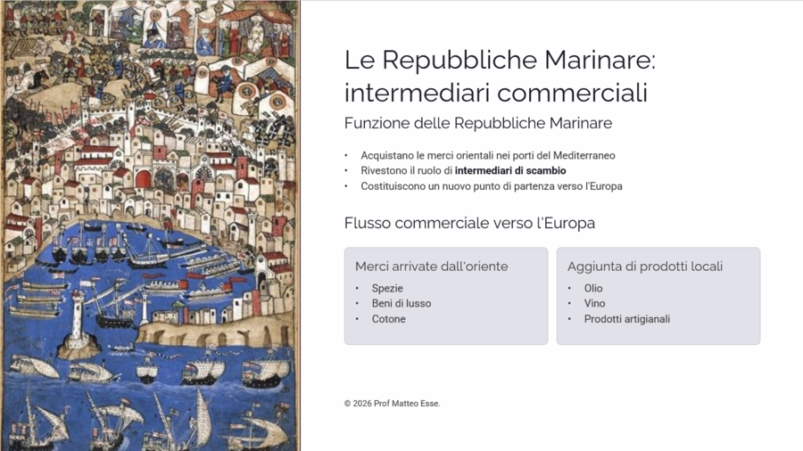 La Rinascita dei Commerci e le Repubbliche Marinare (PPTX Modificabile)