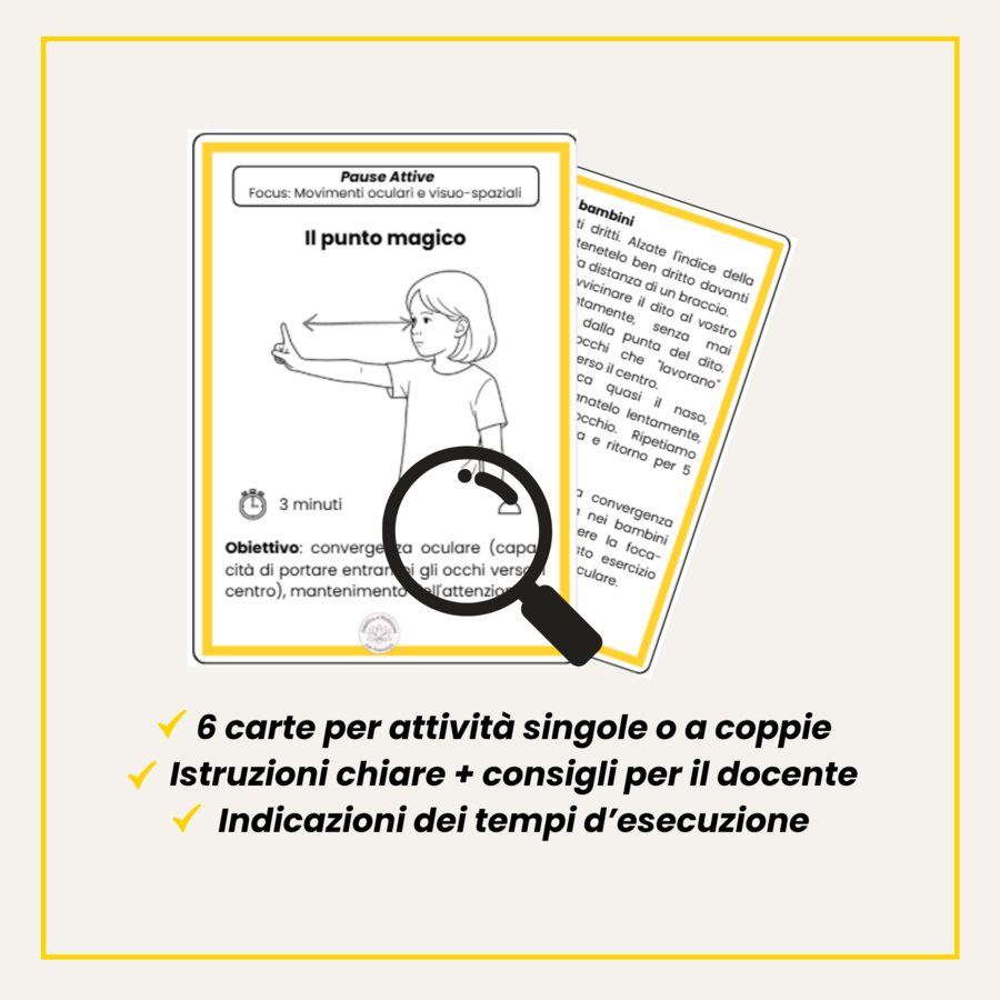 Pause Attive in Classe: Modulo Movimenti Oculari (Giallo) - 6 Carte Stampabili