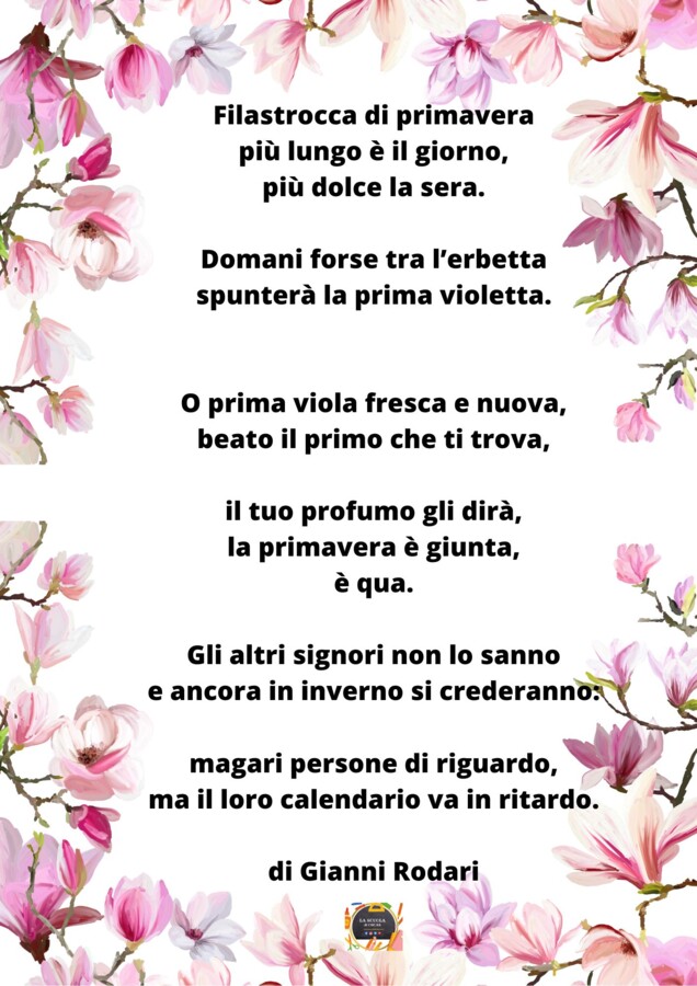 FILASTROCCA DI PRIMAVERA di Gianni Rodari - testo -