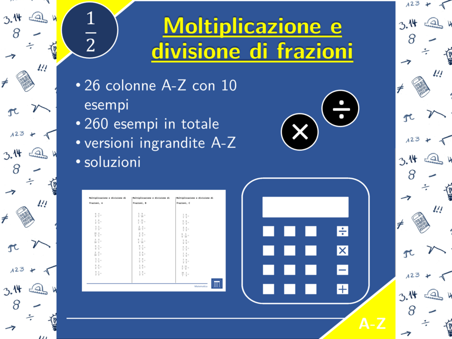 Moltiplicazione e divisione di frazioni | matematica | 26 colonne