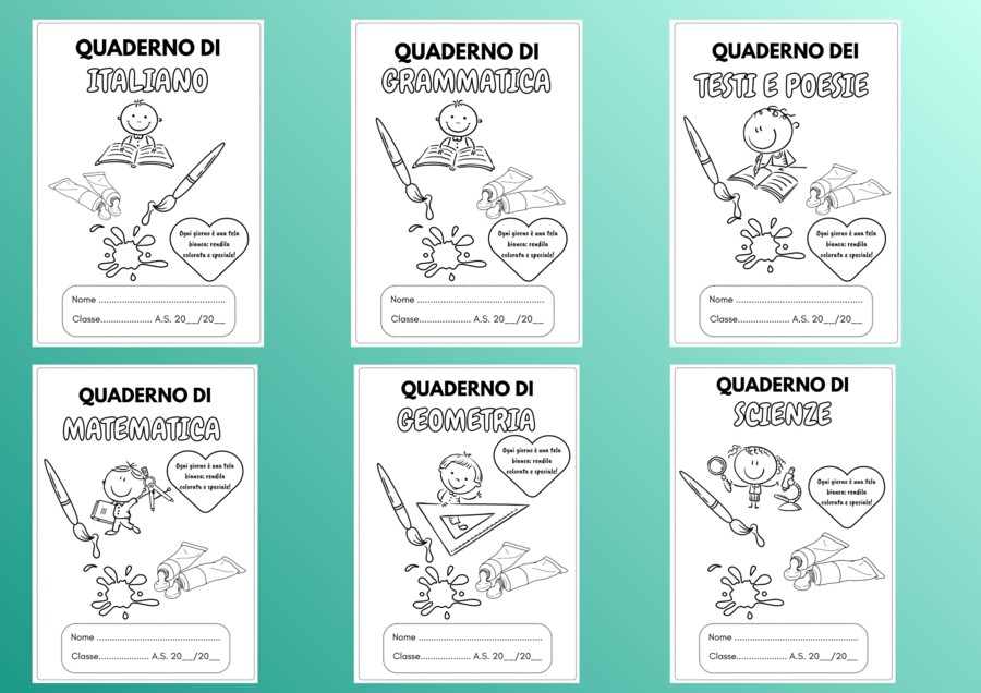 Copertine quaderni - etichette segnaposto - segnalibro