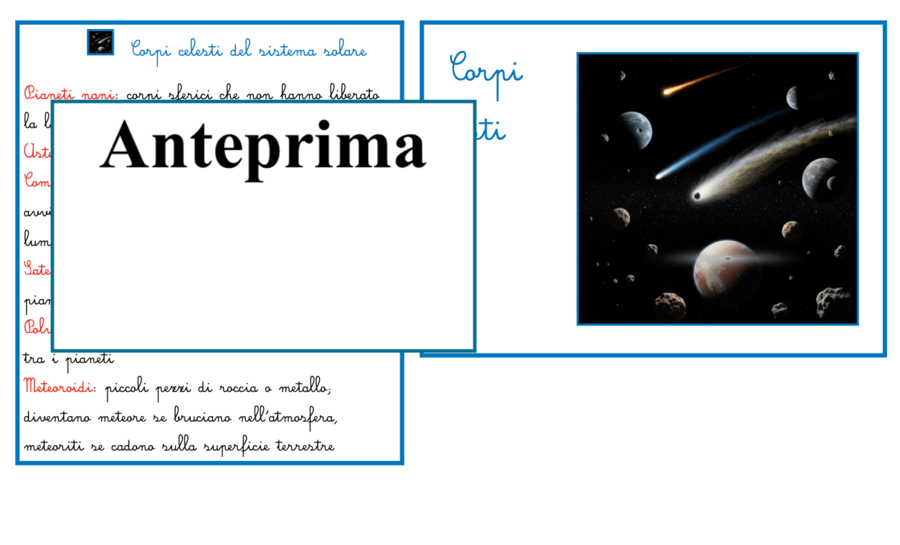 Nomenclatura scientifica Montessori: Carte del Sistema Solare