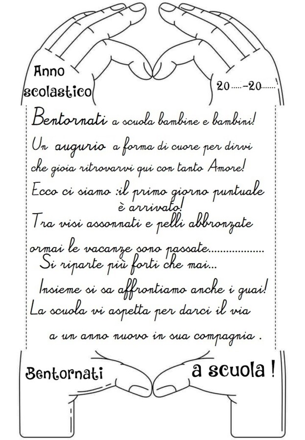 Back to school testo poetico nelle mani a cuore