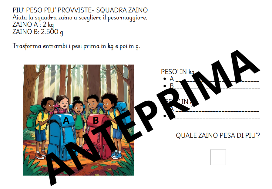 MISSIONE PESO – STAZIONI MATEMATICHE- MISURE DI MASSA