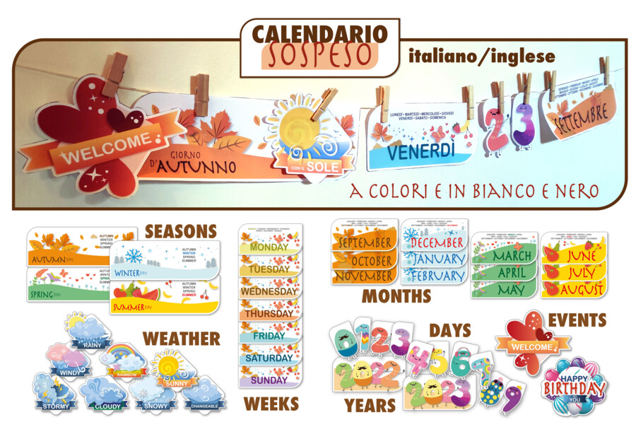 "CALENDARIO SOSPESO. Kit CARDS" ITALIANO - INGLESE