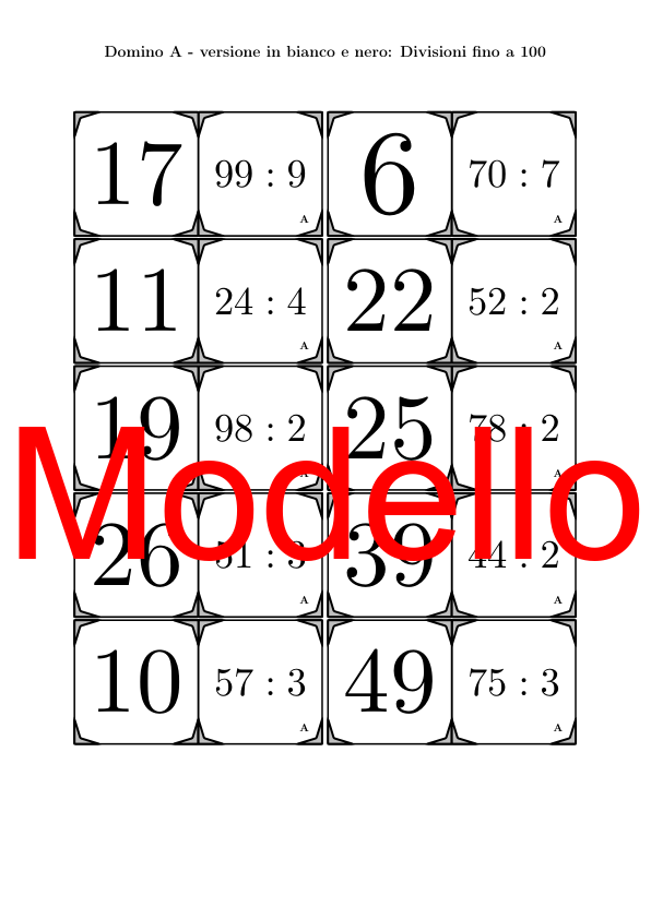 Domino | Divisioni fino a 100 | Attività Matematica