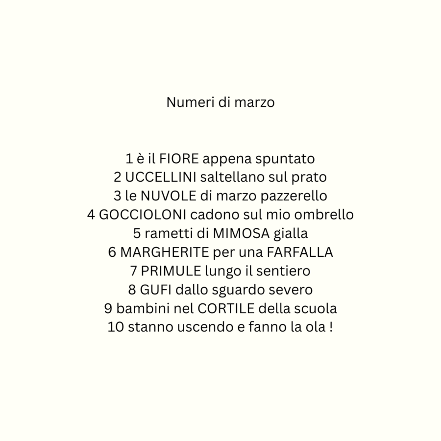 Filastrocca Numeri di marzo