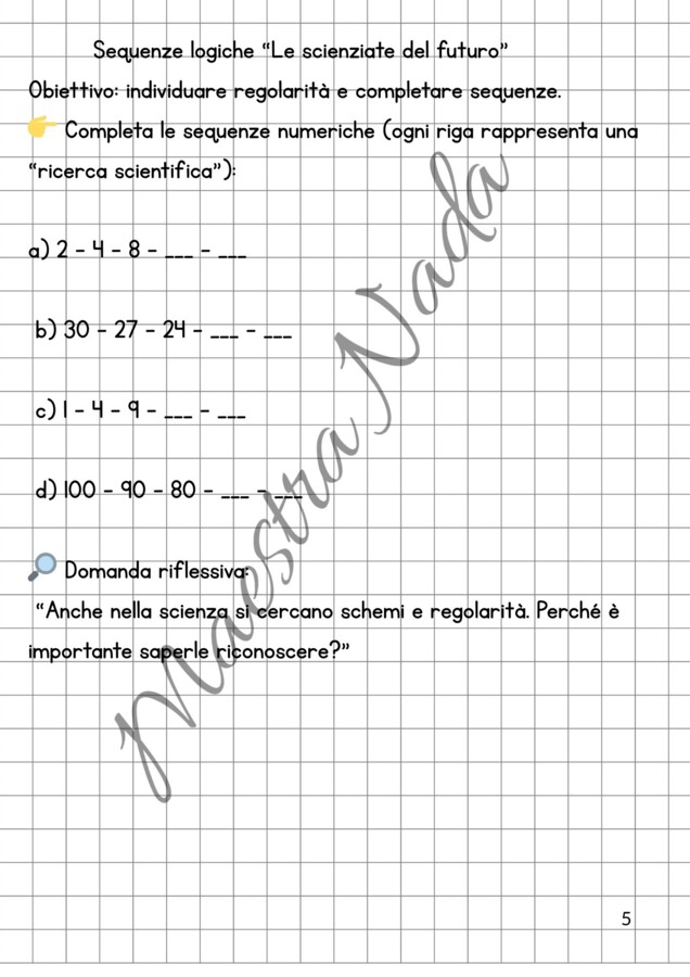 Giornata mondiale delle donne e delle ragazze nella scienza ( attività matematica e scienza classe terza/quarta scuola primaria)