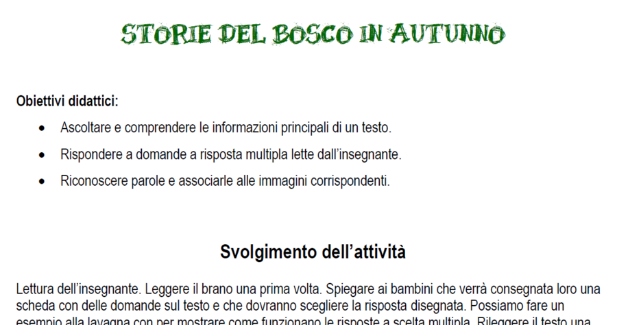 LE PAROLE E I COLORI DELL'AUTUNNO - CLASSE 1